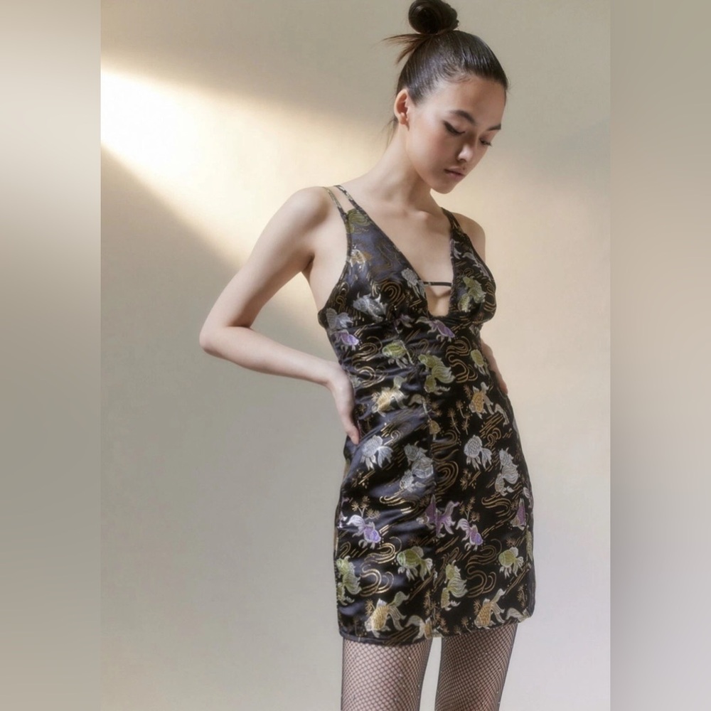 Urban Outfitters Cassie Mini Strappy Satin Dress - Small XS